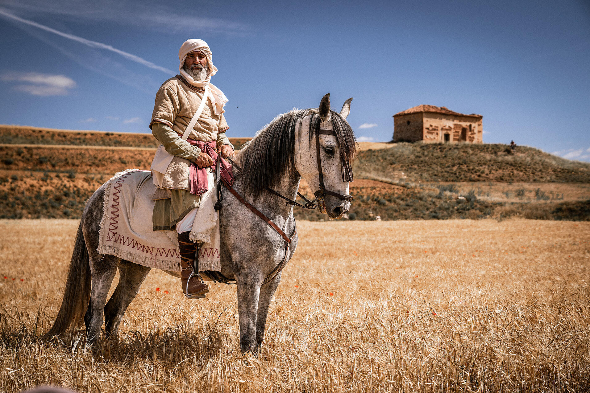 Ibrahim ibn Yusuf, el hijo de la negra, a caballo en un prado cercano a Cutanda antes de la batalla.